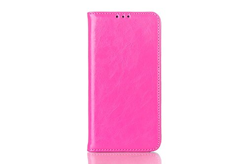EKCASE Real Leather LG G3 Case, Luxury Genuine Leather Protective Case, Business Series Cover Flip with Wallet Design -Crazy Horse Lines, Rose