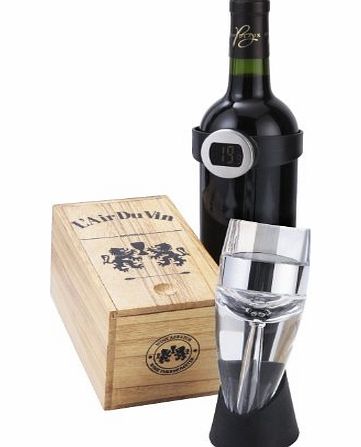 eKitch LAir du Vin Wine Aerator and Wine Thermometer in presentation wooden gift box