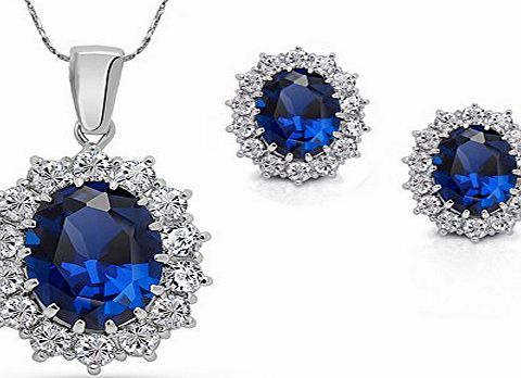 18ct Gold Finish Jewellery Set with Swarovski Sapphire Crystal -Gift Boxed