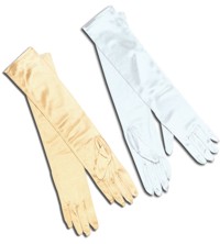 Elbow Length Satin Gloves - Gold