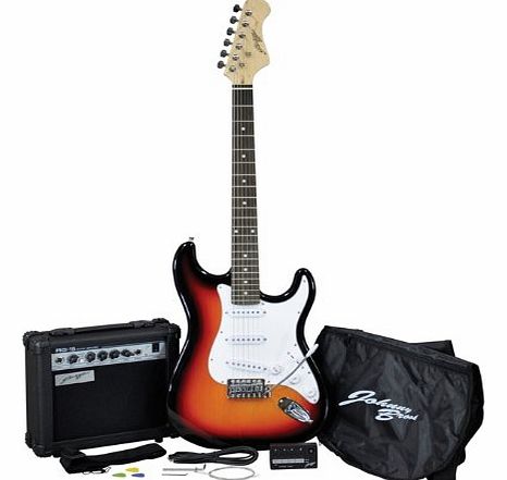 Electrovision Johnny Brook Sunburst Electric Guitar Kit with 15w amplifier, Gig Case, Plectrum, Spare Strings