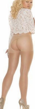 Elegant Moments Sheer Crotchless Pantyhose, Black or Nude, One Size or Plus Size (One Size, Nude)