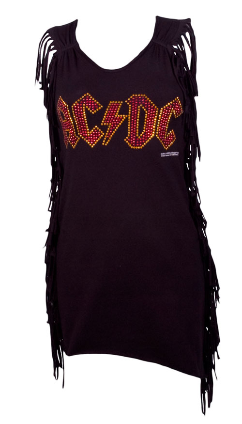 Ladies Diamante AC/DC Fringed Vest from