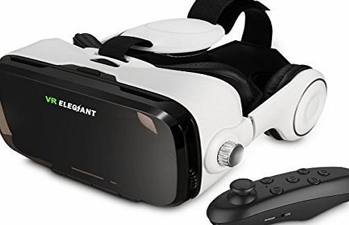 Elegiant  3D VR Glasses Headset Virtual Reality Box Headset   Bluetooth Controller with Adjustable Lens and Strap for iPhone 5 5s 6s 6 plus Samsung S3 Edge Note 4 and All 4.0-6.0 inch Smartphone Suppor