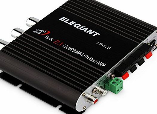 Elegiant  Mini 200W 12V Hi-Fi Car Stereo Amplifier Power Channel Audio Heavy Bass Output - Matt Aluminum Casing with Overheating, Overload and Short Circuit Protection for Home Car Motorcycle Boat - Co