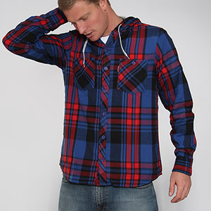 Arroyo Hooded flannel shirt - True Navy