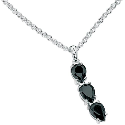 Elements Black Cubic Zirconia Pendant In Sterling Silver By Elements