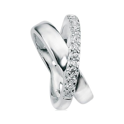 Elements Cubic Zirconia Crossover Ring In Sterling Silver By Elements