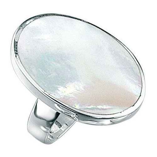 Mother Of Pearl Oval Ring In Silver By Elements