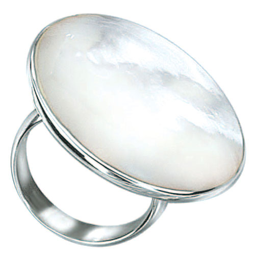 Mother Of Pearl Round Ring In Silver By Elements