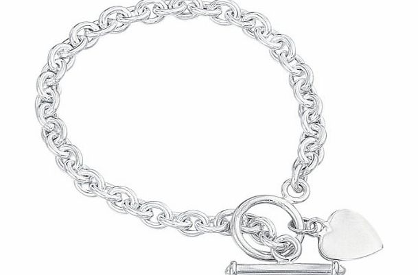 Elements Sterling Silver Ladies B122 Heart charm Toggle Bracelet