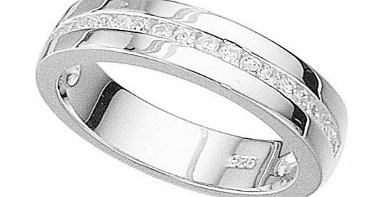 Elements Sterling Silver R714C 54 Ladies Clear Cubic Zirconia Channel Set Ring - Size Medium