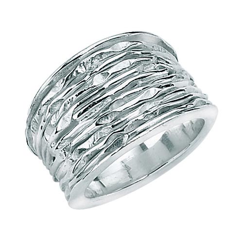 Elements Textured Finish Wide Ring In Sterling Silver By Elements