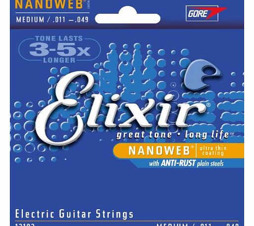 Elixir Electric Guitar Sets Ultra-Thin Nanoweb Coating - Medium (0.011 - 0.049)