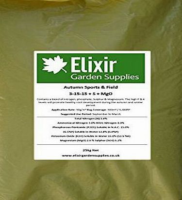 Elixir Winter/Autumn Sports Field, Paddock   Lawn Fertiliser/feed   Sulphur amp; Magnesium 25kg Sack