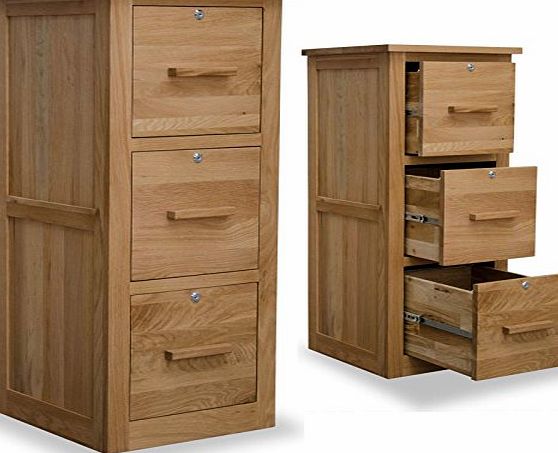 Elizabeth Arden Arden Solid Oak Furniture Three Drawer Lockable Filing Cabinet