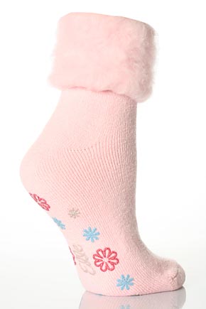 Ladies 1 Pair Elle Cosy Soft Slipper Sock In 8 Colours Black (glitter grip)