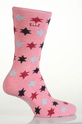 Elle Ladies 1 Pair Elle Patterned Angora Socks In 5 Colours Heather Pink