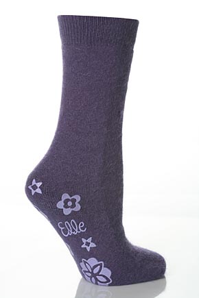 Ladies 1 Pair Elle Plain Angora Slipper Socks In 4 Colours Black