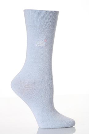 Ladies 1 Pair Elle Plain Angora Socks In 9 Colours Blue Frost