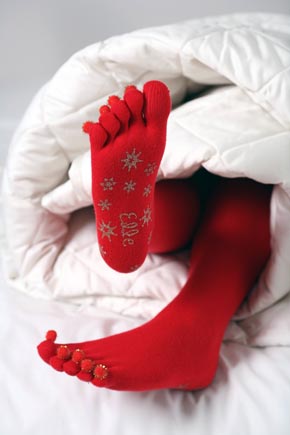 Ladies 1 Pair Elle Toe Socks With Pom Poms and Glitter Grip In 3 Colours Red
