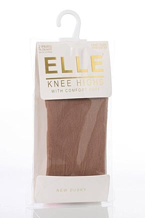 Elle Ladies 2 Pair Elle 15 Denier Knee Highs With Comfort Cuff In 9 Colours Navy