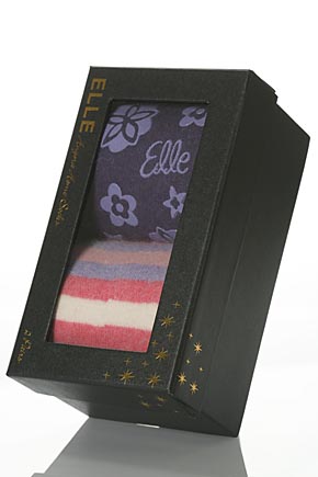 Elle Ladies 2 Pair Elle Angora Slipper Socks Gift Box In 2 Colours Purple