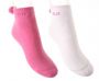 ELLE Ladies 2 Pair Elle Trainer Liner With Pom Pom Pretty Pink and White - Pink/white