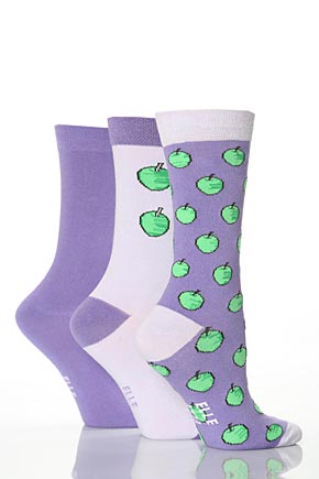 Elle Ladies 3 Pair Elle Patterned Socks In 12 Colours Sheep