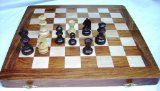 Chess Set. Shisham Wood. Inlaid. Staunton Style Pieces. 35cm.
