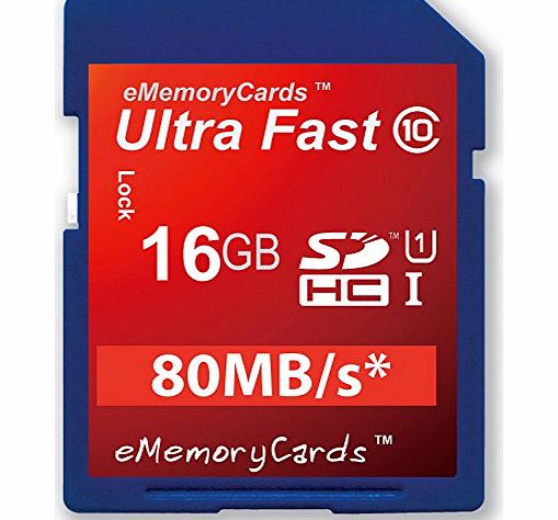 eMemoryCards 16GB/16GIG SD SDHC Ultra Fast Class 10 Memory Card For Vivitar DVR 508 Camcorder