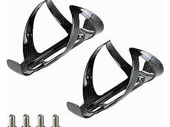 Emgreat 2pcs Carbon Fibre Water Bottle Cages Black For Cycling Road Bike Bicycle MTB