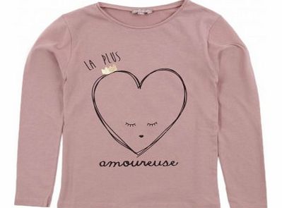 Emile et Ida In love heart t-shirt Old rose `3 months,12