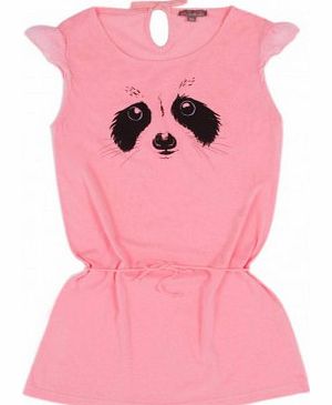 Racoon T-shirt Dress Fluorescent pink `2 years,4