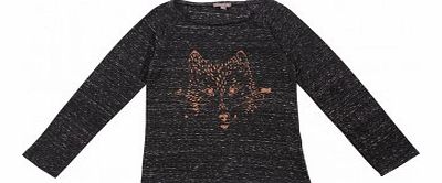 Wolf glitter t-shirt Heather grey `3 months,6