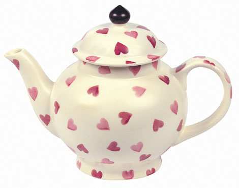 Pink Hearts Four Cup Teapot