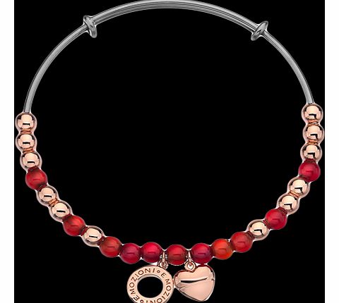 Emozioni Rose Gold Plated Red Glass Bead Heart