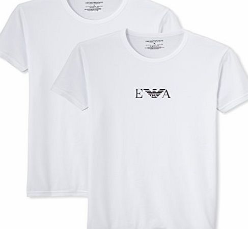 Emporio Armani Crew Neck Stretch Cotton Basic 2-Pack T-Shirt, White Si
