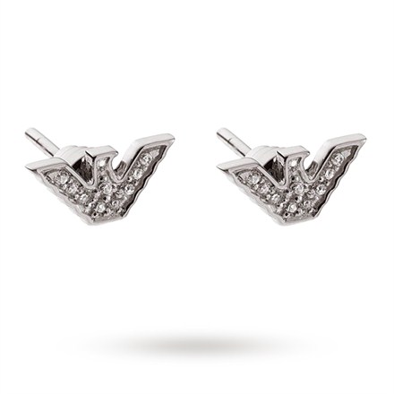 Glitz Silver Eagle Stud Earrings