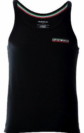 Emporio Armani Italian Stripe Logo Tank Top Black