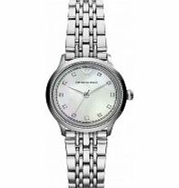 Emporio Armani Ladies Alpha White and Silver Watch