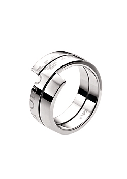Emporio Armani Ladies Steel Grooved Ring