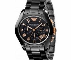 Emporio Armani Mens Ceramica Black Rose Gold Watch