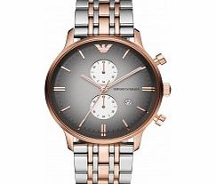 Emporio Armani Mens Gianni Grey and Rose Gold IP