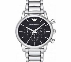 Emporio Armani Mens Luigi Black Silver