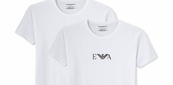 Emporio Armani Mens Plain or unicolor Short-Sleeve T-Shirt - White - X-Large