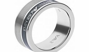Emporio Armani Mens Steel Abstract Ring with