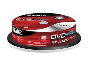 emtec DVD RW 4,7GB 4X - Spindle of 10 Discs
