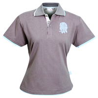 england Rugby Polo Shirt 10 - Mocha/Pink - Ladies.