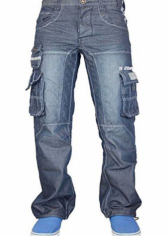 Enzo Men Enzo Cargo Combat Denim Jeans Waist 36 Length 32